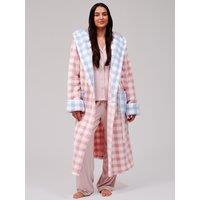 Loungeable Sherpa Contrast Gingham Hooded Midi Robe