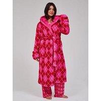 Loungeable Women'S Sherpa Hooded Midi Dressing Gown - Pink