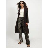River Island Womens Belted Longline Coat - Brown