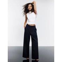 River Island Womens Crepe Wide Leg Trousers - Black