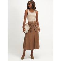 River Island Womens Belted Utility A-Line Skirt - Brown