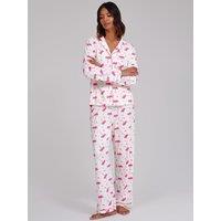 Loungeable Spicy Marg Print Wide Leg Traditional Revere Pyjama Set