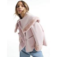 River Island Womens Cape Detail Faux Fur Trim Jacket - Pink