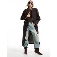 River Island Womens Cinch Waist Longline Coat - Brown