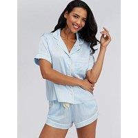 Boux Avenue Stripe Satin Short Pj Set - Blue Mix