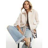 River Island Womens Teddy Popper Harrington Jacket - Beige