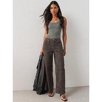 The Very Collection Leopard Print Straight Leg Jeans - Brown