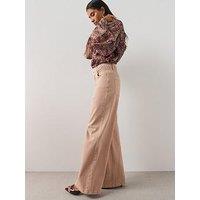 The Very Collection Plaited Double Button Wasitband Jeans - Beige
