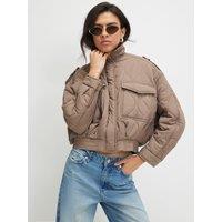River Island Womens Onion Quilt High Neck Pocket Bomber Jacket - Beige