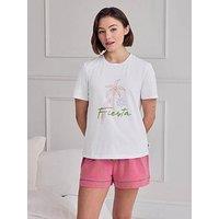 Chelsea Peers Cotton Fiesta Graphic Print Short Pyjama Set - Pink