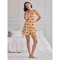 Chelsea Peers Cotton Sunshine Tile Print Cami Short Pyjama Set - Off White