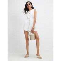 River Island Button Detail Playsuit - White