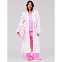 Loungeable Luxury Bubble Fleece Midi Shawl Dressing Gown - Pink