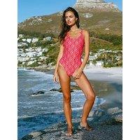 Chelsea Peers Starfish Print Swimsuit - Bright Pink