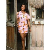 Chelsea Peers Modal Toucan Print Short Pyjama Set - Pink
