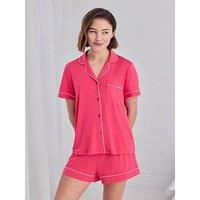 Chelsea Peers Modal Short Button Up Pyjama Set - Hot Pink - Multi