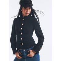 River Island Womens High Neck Button Through Military Jacket - Black
