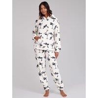 Loungeable Martini Bow Printed Flannel Fleece Hoodie & Joggers Lounge Set