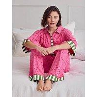 Chelsea Peers Cotton Watermelon Print Long Pyjama Set - Pink