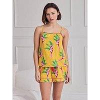 Chelsea Peers Parrot Wavy Stripe Print Cami Short Pyjama Set - Print