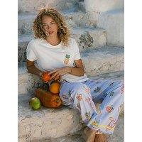 Chelsea Peers Cotton Toucan & Fruit Stripe Print Long Pyjama Set - Multi