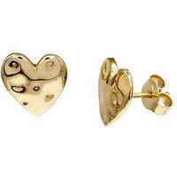 The Edit Hs Edit Hearts 18Ct Yellow Gold Plated Sterling Silver Hammered Heart Stud Earrings