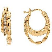 The Edit Hs Edit Chains 18Ct Yellow Gold Plate & Cubic Zirconia Triple Hoop Earrings