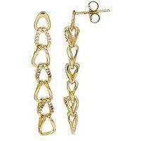The Edit Hs Edit Chains 18Ct Yellow Gold Plated Sterling Silver & Cubic Zirconia Link Chain Drop Earrings