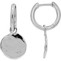 The Edit Hs Edit Molten Sterling Silver Moulded Coin Hoop Drop Earrings
