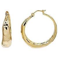 The Edit Hs Edit Molten 18Ct Yellow Gold Plated Large Moulded Chunky Hoop Earrings