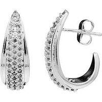 The Edit Hs Edit Teardrop Sterling Silver Plate & Cubic Zirconia Chunky Half Hoop Earrings