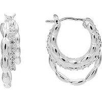 The Edit Hs Edit Chains Sterling Silver & Cubic Zirconia Triple Hoop Earrings