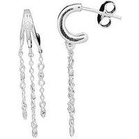 The Edit Hs Edit Chains Sterling Silver & Cubic Zirconia Chain Drop Hoop Earrings