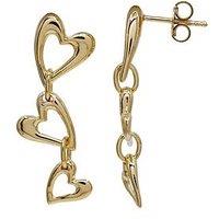 The Edit Hs Edit Hearts 18Ct Yellow Gold Plated Sterling Silver Abstract Triple Heart Drop Earrings