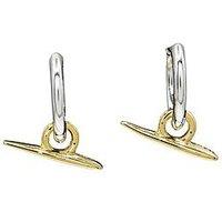 The Edit Hs Edit 18Ct Yellow Gold Plate & Sterling Silver T-Bar Hoop Earrings