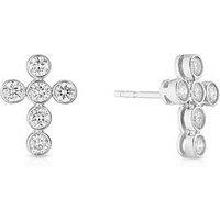 Harriet Harriet Sterling Silver 0.50Ct Lab-Grown Diamond Cross Dew Stud Earrings