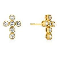 Harriet Harriet Sterling Silver & 18Ct Yellow Gold Plated Vermeil 0.50Ct Lab-Grown Diamond Cross Dew Drop Stud Earrings