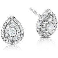 Ernest Jones 9Ct White Gold 0.50Ct Total Diamond Halo Pear Studs