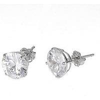 H. Samuel 9Ct White Gold Cubic Zirconia 8Mm Stud Earrings