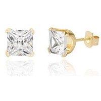 H. Samuel 9Ct Yellow Gold Cubic Zirconia Square 6Mm Stud Earrings