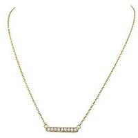 The Edit Hs Edit T-Bar 18Ct Yellow Gold Plated Sterling Silver & Cubic Zirconia Accent Bar Necklace