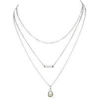 The Edit Hs T-Bar Sterling 3-Layer Cultured Freshwater Pearl Bar Necklace - Silver