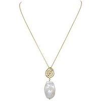 The Edit Hs Edit Molten 18Ct Yellow Gold Plated Sterling Silver Moulded Swirl Baroque Pearl Pendant Necklace