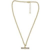 The Edit Hs Edit T-Bar 18Ct Yellow Gold Plated Large Cubic Zirconia T-Bar Pendant Necklace