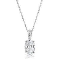 Harriet Harriet 9Ct White Gold 0.50Ct Lab-Grown Diamond Oval Pendant Necklace