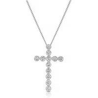 Harriet Sterling 050Ct Lab-Grown Diamond Cross Pendant Necklace - Silver