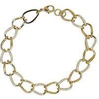 The Edit Hs Edit Chains 18Ct Yellow Gold Plate & Cubic Zirconia Chunky Large Link Chain Bracelet