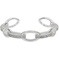 The Edit Hs Edit Chains Sterling Silver Plate & Cubic Zirconia Round Link Bangle