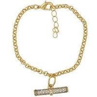 The Edit Hs Edit T-Bar 18Ct Yellow Gold Plated Large Cubic Zirconia T-Bar Bracelet