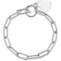 H. Samuel Sterling Silver Flat Shiny Heart T-Bar Paper Link Bracelet